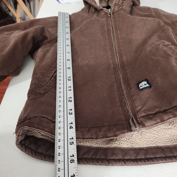 Berne Brown Hooded Jacket 4T Sherpa-Lined 100% Cotton Shell Warm Winter Coat - Picture 7 of 13